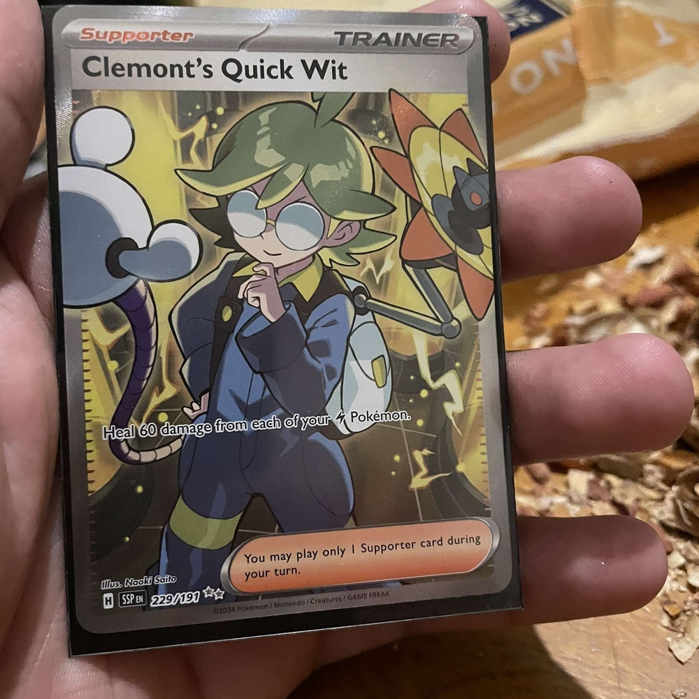Pokemon Clemont's Quick Wit Trading Card - Green, Blue, Yellow